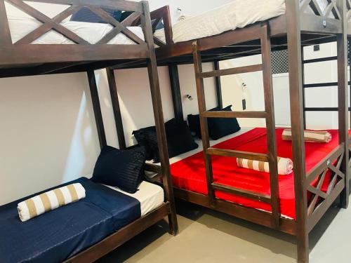 a couple of bunk beds in a room at White Lion Paradise Dikwella in Batigama