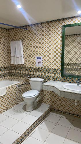 a bathroom with a toilet and a sink at Hotel Mezri in Monastir
