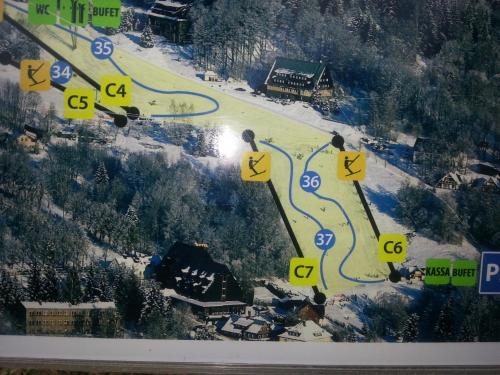 a map of a ski slope with ski resorts at Chalet Severka Carpe Diem in Rokytnice nad Jizerou