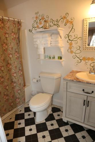 a bathroom with a toilet and a sink at The Ocean Plaza Hotel in Ocean Grove