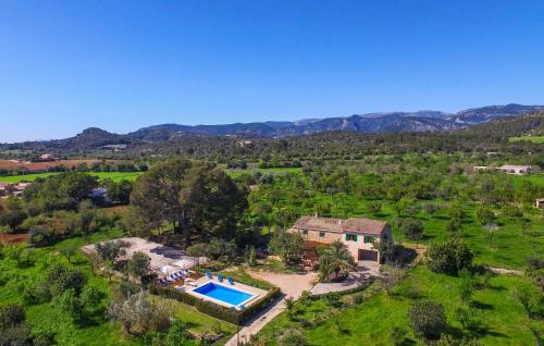 Luftaufnahme eines Hauses mit Swimmingpool in der Unterkunft Ceratonia in Binissalem