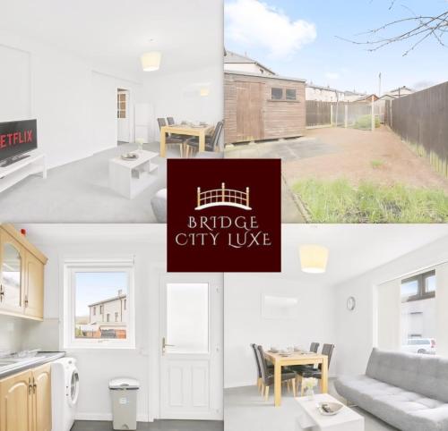 a collage of photos of a kitchen and a house at BridgeCity Hidden Gem in the heart of Falkirk Roughland house Stirlingshire in Carron