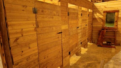 a wall of wooden panels in a room at Eco Lodges Chalets Tropicales Playa Macao in Punta Cana