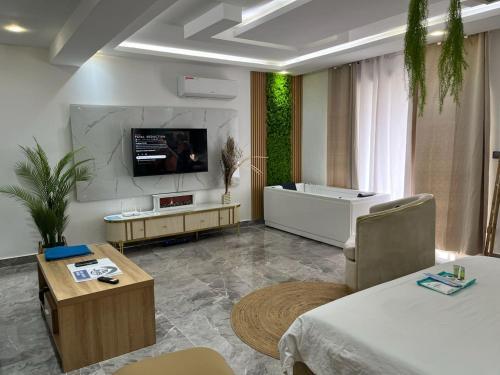 TV a/nebo společenská místnost v ubytování La conciergerie