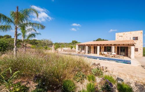 a house on the beach with a palm tree at La Fuente De Montuiri in Montuiri