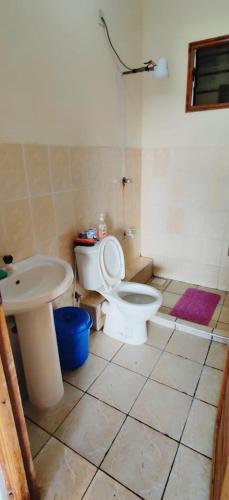 a bathroom with a toilet and a sink at Shanzu Studio Stamford Apartment in Mombasa