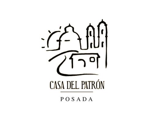 a logo for the casa del palacio phantom posada at Casa del Patrón Posada in Taxco de Alarcón