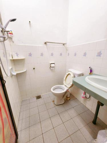 a bathroom with a toilet and a sink at Mersing 746homestay-9pax in Mersing