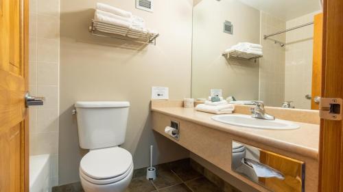 a bathroom with a toilet and a sink at Cahilty #108 home in Sun Peaks