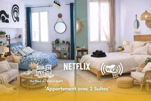 2 Suites au Vieux-Port Marseille- Clim Netflix Wifi