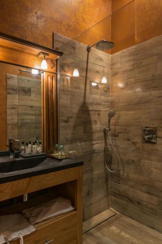 a bathroom with a sink and a shower at Château de Saint Paterne in Saint-Paterne