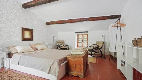 a bedroom with a bed and a table in it at Old Mill in Pigna