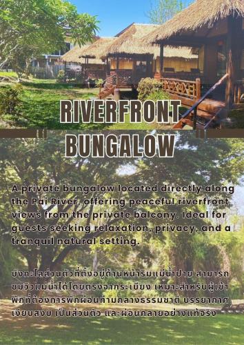 a flyer for a riverfront bungalow at Villa De Pai in Pai