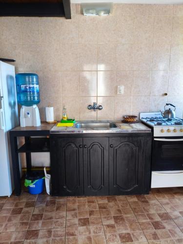a kitchen with a sink and a stove at Bruna de Mar in Mar de Ajó
