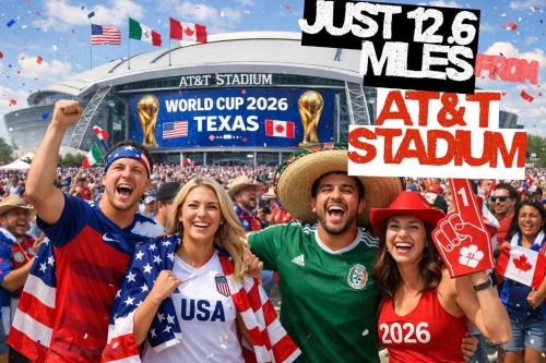 a group of people cheering in front of a stadium at Luxury Holiday Home 5BR Hot Tub, Pool & Beautiful Backyard in Grand Prairie