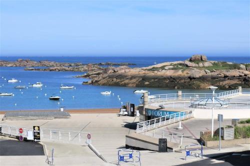 Bel appartement VUE MER avec WIFI plage du Coz-Pors à TREGASTEL - Réf 602