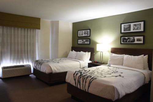 a hotel room with two beds and a window at Sky Harbor Airport Inn in Phoenix