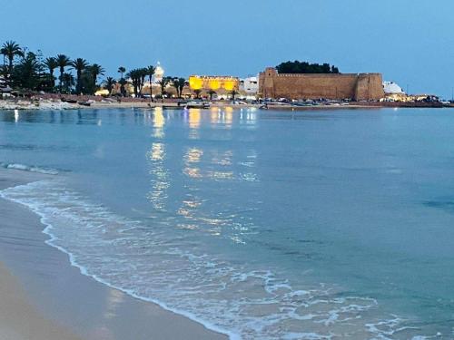 Luxueux Appartement 70m2-Rez de chaussée- pied dans l'eau-10 m de la Piscine collective- centre ville d'Hammamet,dans la partie residentielle de l'hôtel Dar Hayet-1 suite Parentale-1 chambre avec 1 grand lit double-Grande terrasse