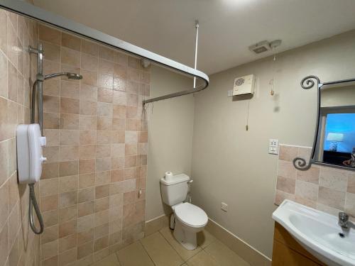 a bathroom with a toilet and a sink at Cloonaveel House in Letterbreen