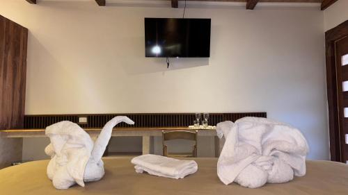 Uma TV ou centro de entretenimento em Hotel Toconar