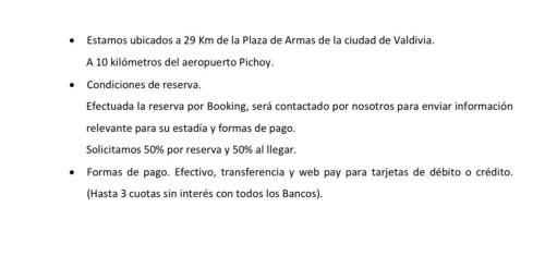 a screenshot of a page of a document at Gate House Santuario in Valdivia