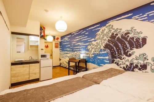 4min to Shin-Okubo Walk to Shinjuku 2 Double Beds Rm206