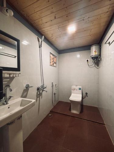 a bathroom with a toilet and a sink at Tholangi Homes in Darjeeling