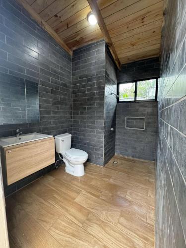 a bathroom with a toilet and a sink at Las Indgenas 6BR Pool Jacuzzi Gazebo in Imbert