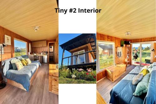 a collage of pictures of a tiny house at Tinyhouses Mirador del Lago in Puerto Varas
