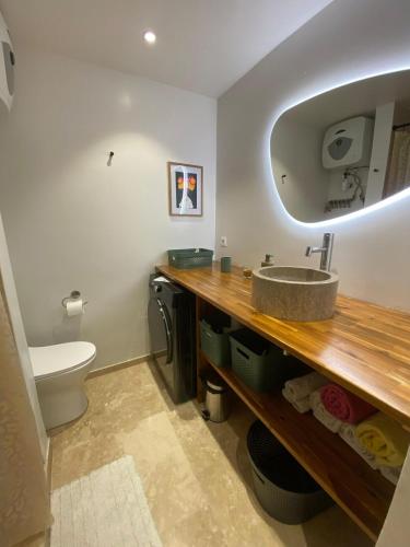 een badkamer met een wastafel en een toilet bij Cozy, fully renovated studio in Marigot