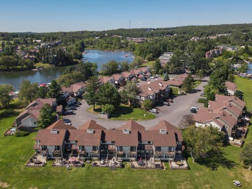 an aerial view of a house with a large yard at Ski Harbor #32 by Railey Vacations in McHenry