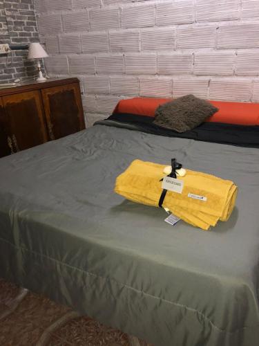 a bed with two towels on top of it at ApartCarina in General Acha