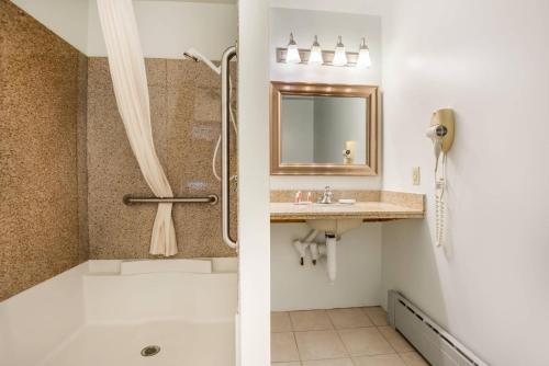 a bathroom with a shower and a sink at Econo Lodge Saint Albans in Saint Albans