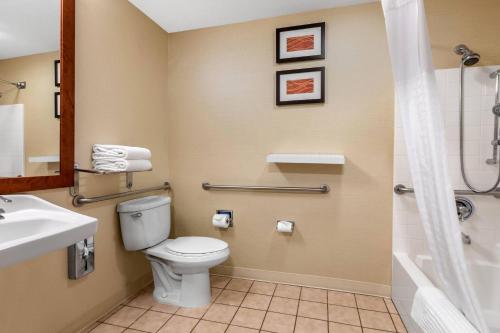 a bathroom with a toilet and a sink and a shower at Comfort Inn & Suites Murrieta Temecula Wine Country in Murrieta