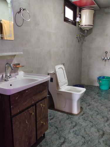 a bathroom with a white toilet and a sink at Paradise Homestay Tosh in Tosh