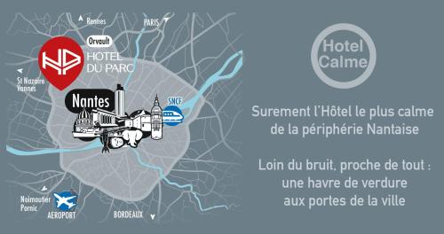 a map of the hida centre with a truck on it at Hôtel du Parc Nantes Ouest Orvault in Orvault