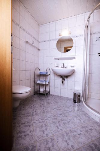 a bathroom with a sink and a toilet at Appartement Susanna in Fügen