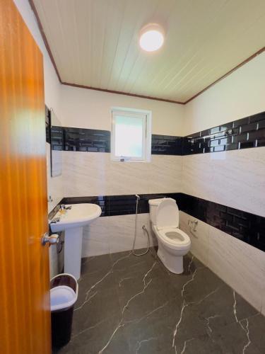 a bathroom with a toilet and a sink at Blackpool Hub in Nikawatawana