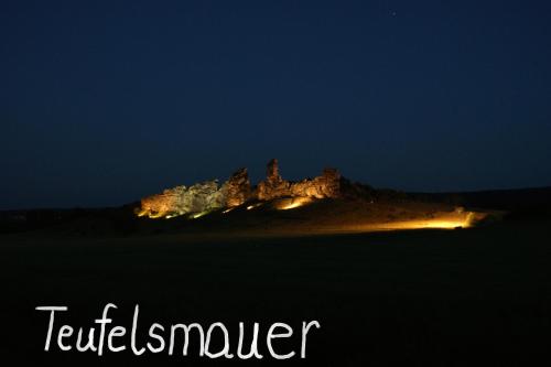 a small island in the ocean at night at Ferienhaus Wotan in Thale