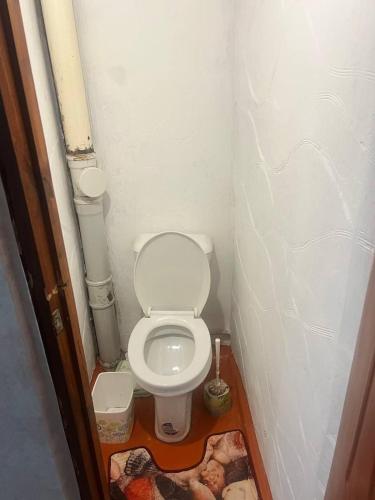 a small bathroom with a toilet in a corner at Квартира у Асели in Karakol