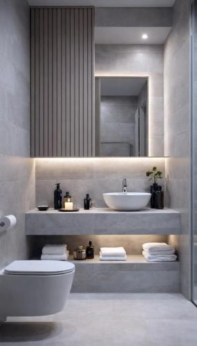 a bathroom with a sink and a white toilet at FourSeasons - Carnival Summer Lounge in Aalborg
