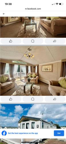 two pictures of a living room and a house at Rimmie's Retreat, Cresswell Towers in Cresswell