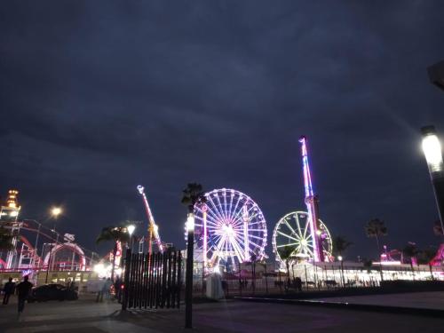 a ferris wheel in a park at night at EstudioSuite Martinica Wifi Poliforum in Sofía