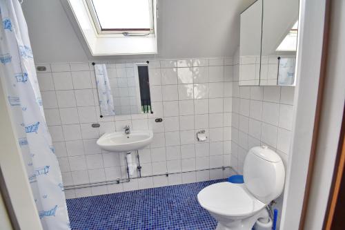 a bathroom with a toilet and a sink at Ribbingshof Herrgård - Flygeln in Norra Vi