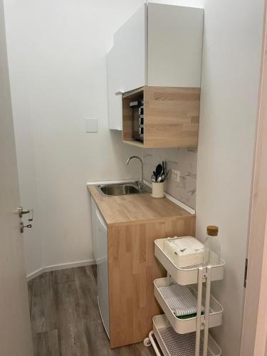 a small kitchen with a sink and a counter at La Casa Sul Viale in Iesi