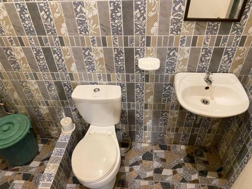 a bathroom with a toilet and a sink at BICAMM Inn in Sampong