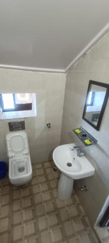 a bathroom with a sink and a toilet at The Valley View Homestay in Lansdowne
