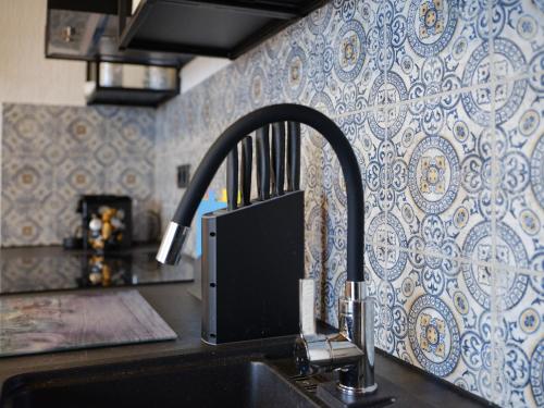 a kitchen sink with a faucet in a kitchen at Villa Vika Apartments in Njivice