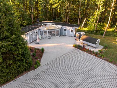 an overhead view of a house with a patio at Bienenhaus in Sassnitz