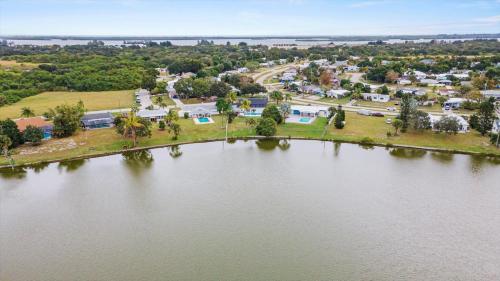 an aerial view of a large body of water at Lakehouse Sunsets in Sebastian